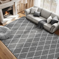 Fluffy Rug for Bedroom 8X10Feet Stripe Checkered Rug - Cloud-Like