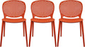 Patio Dining Chairs Set of 3 - Stackable Weather Resistant Seating