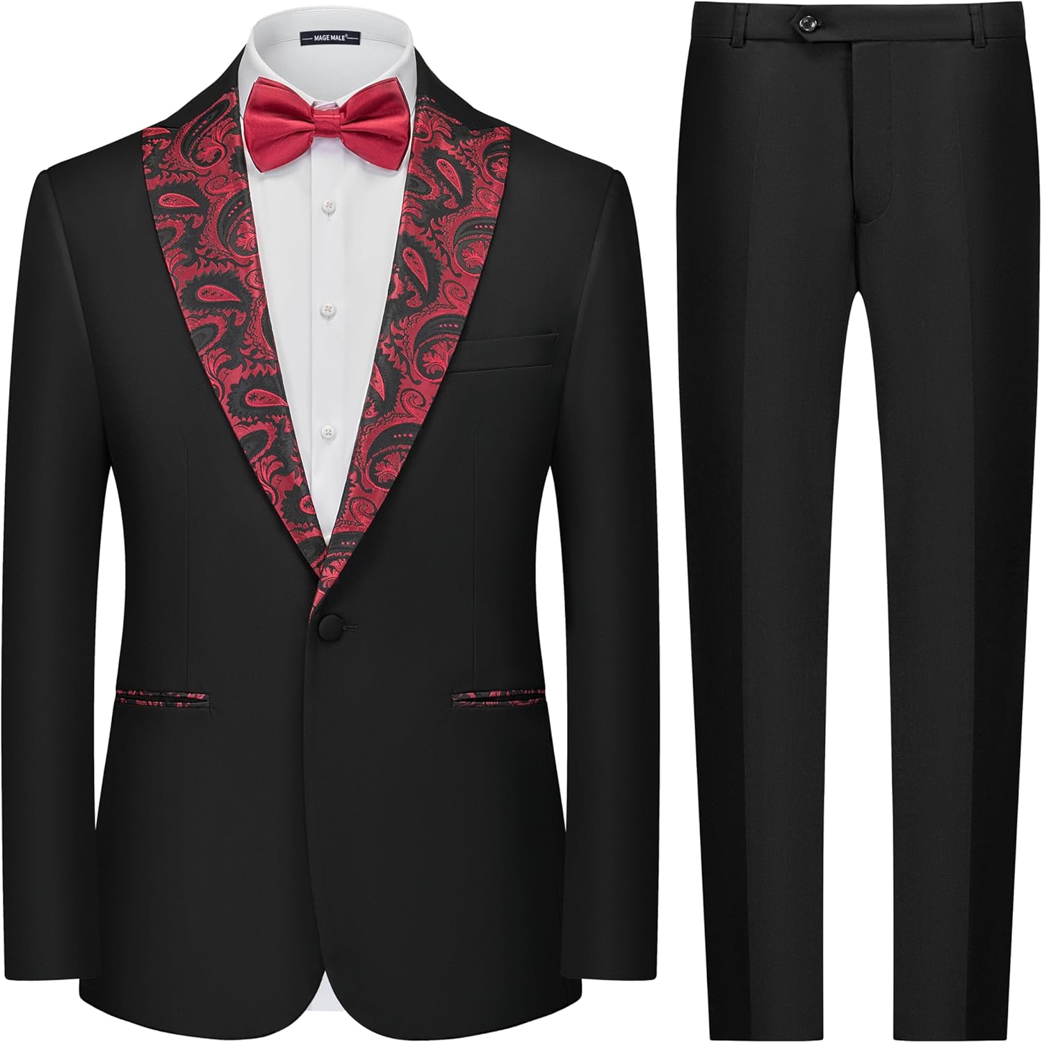 MAGE MALE Men's 2 Piece Suit Slim Fit Tuxedo for Weddings