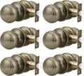 Probrico 6 Pack Door Knobs Interior Antique Brass - Passage Closet
