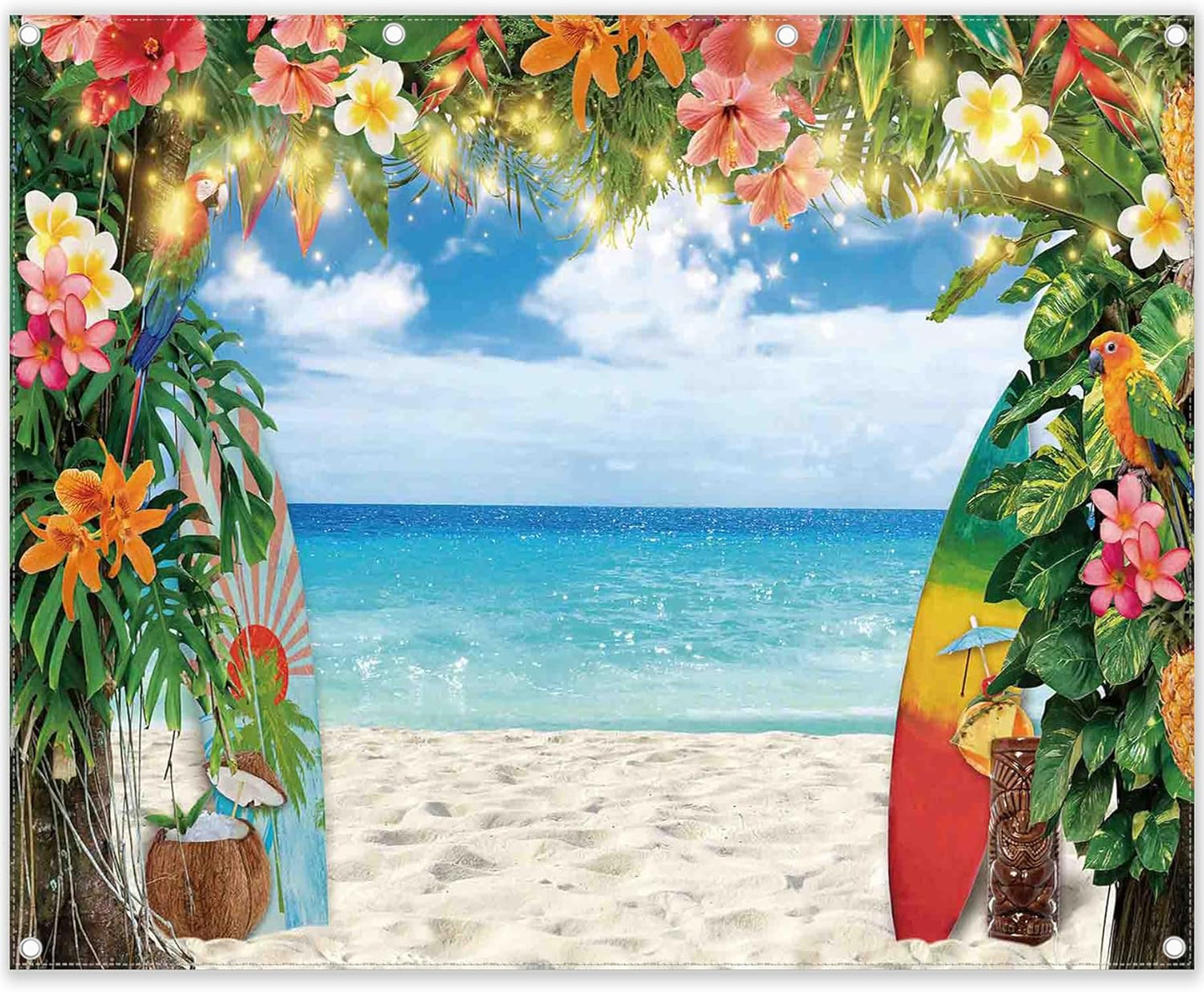 10x8ft Hawaiian Beach Photography Backdrop for Summer Parties