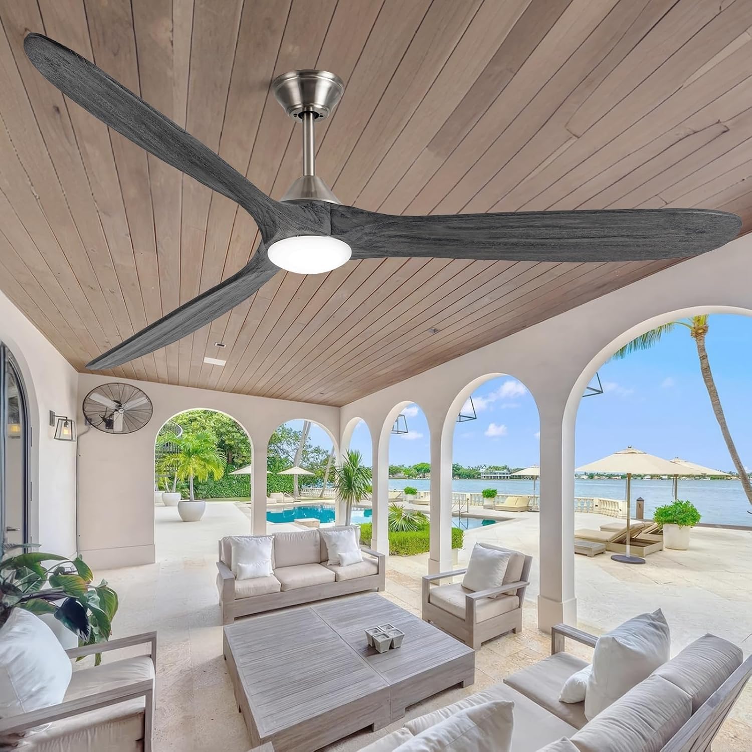 AUNLPB 70 Inch Outdoor Ceiling Fan with Light for Patios