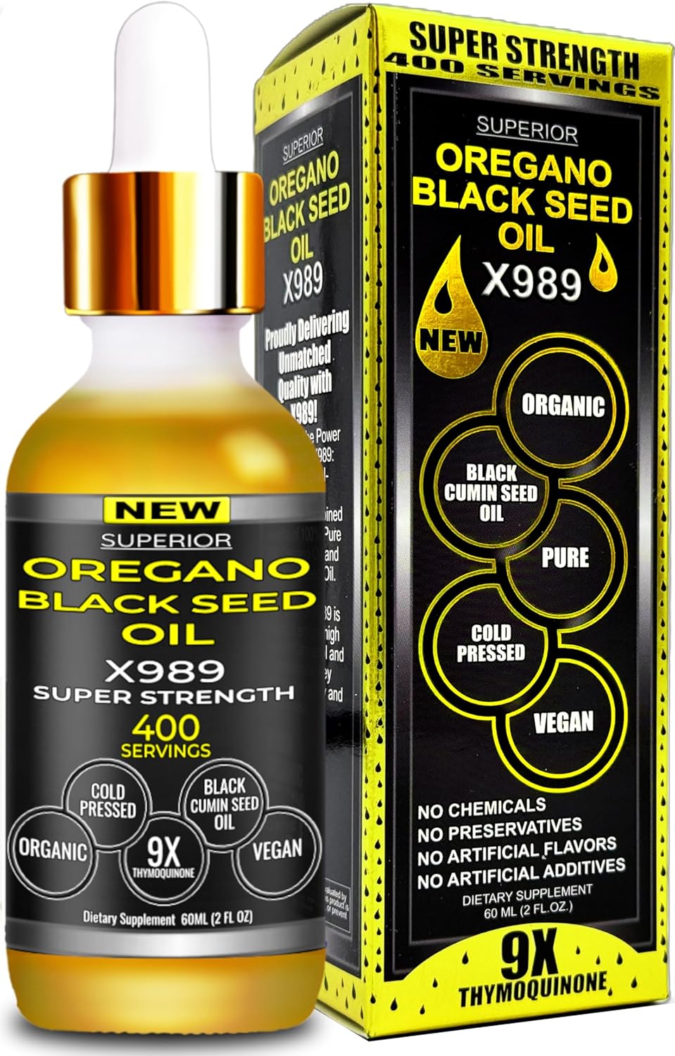 Organic Oil of Oregano with Black Seed Oil - 400 Servings