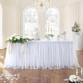 167in White Tulle Table Skirt for Rectangle Tables 6ft 8ft - Elegant