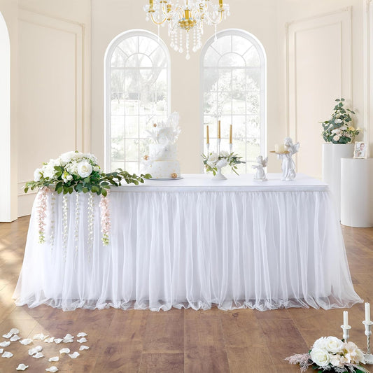 167in White Tulle Table Skirts for Elegant Events and Parties
