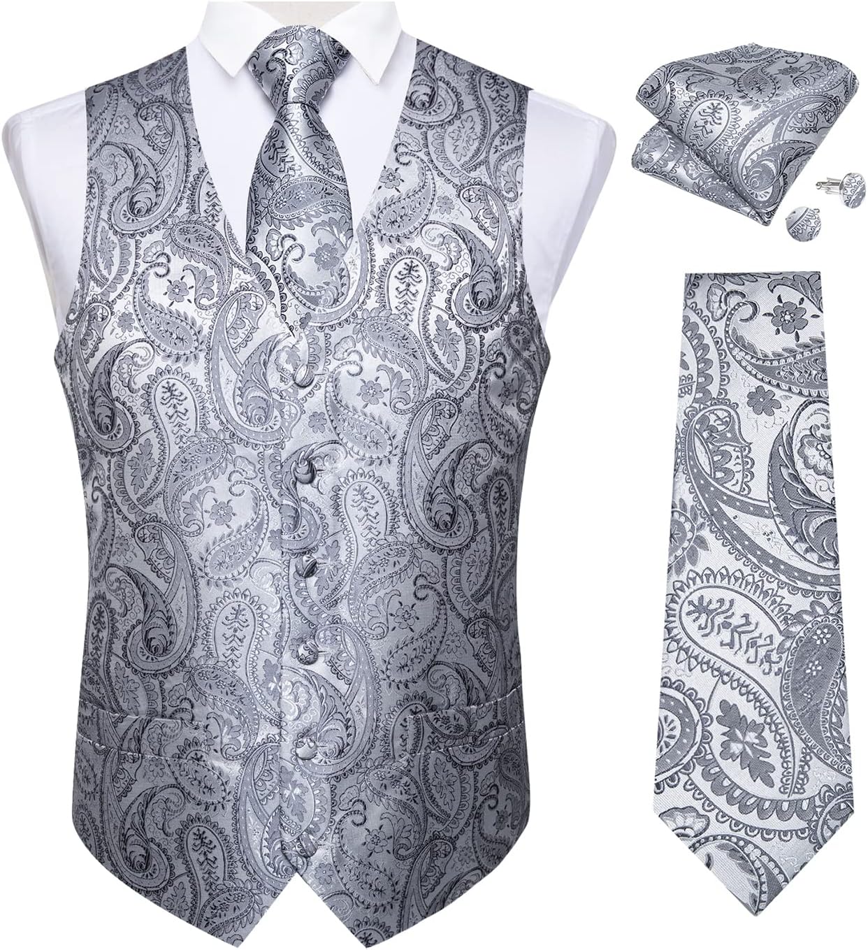 DiBanGu Mens Vest and Tie Set for Formal Occasions and Weddings
