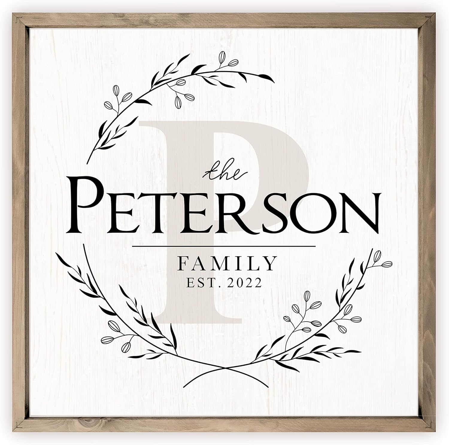 Personalized Square Framed Monogramed Family Name Sign for Home