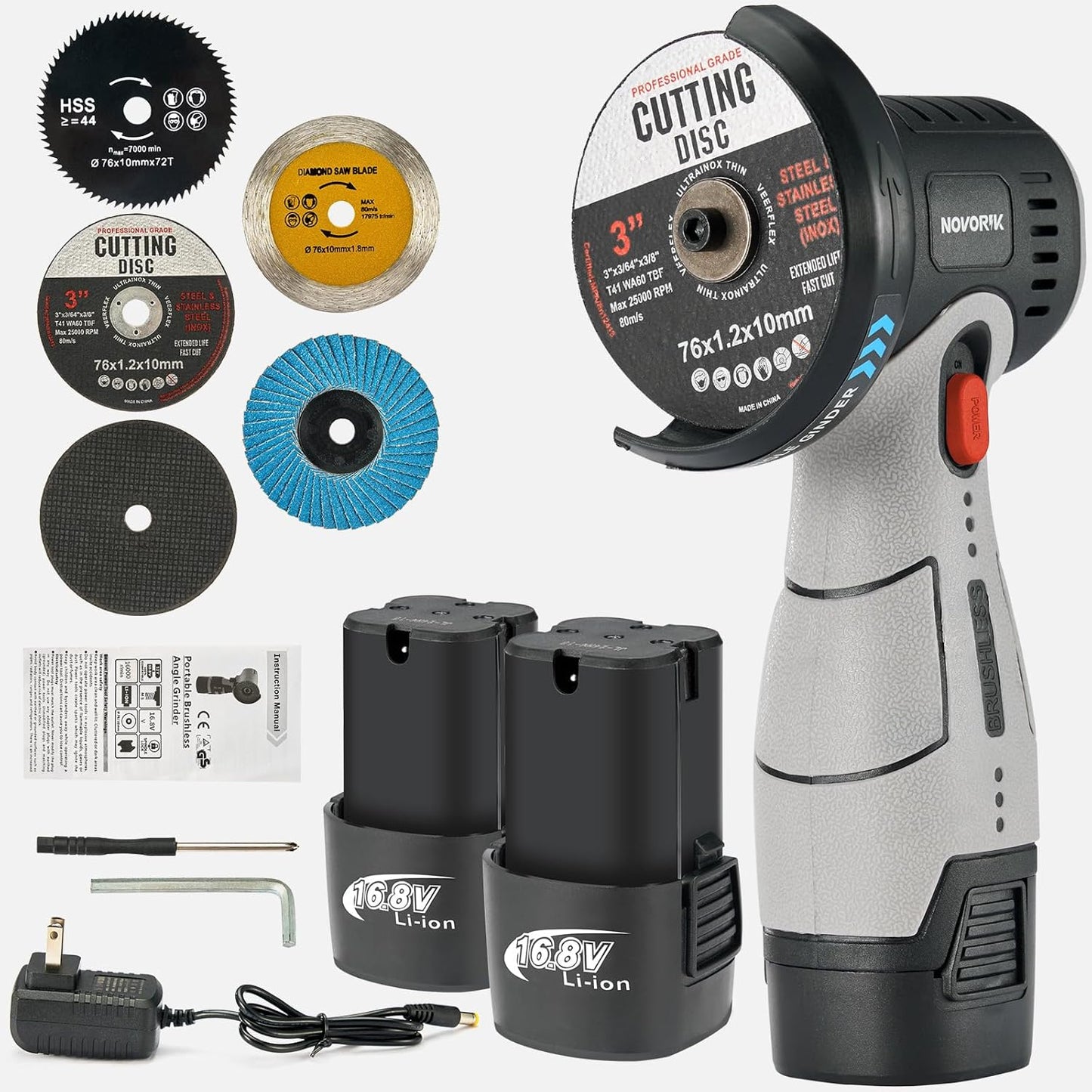 Brushless Angle Grinder Tool for Wood Metal Stone Concrete