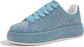 LUCKY STEP Rhinestone Platform Sneakers for Women - Sparkly Bridal If