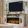 Fireplace TV Stand for 80 in TV - Farmhouse Console with 42 in