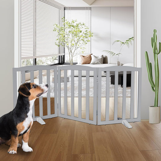 ZJSF Foldable Freestanding Indoor Dog Gate for Home Use