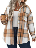 IN'VOLAND Women's Plus Size Plaid Shacket - Oversized Flannel Coat