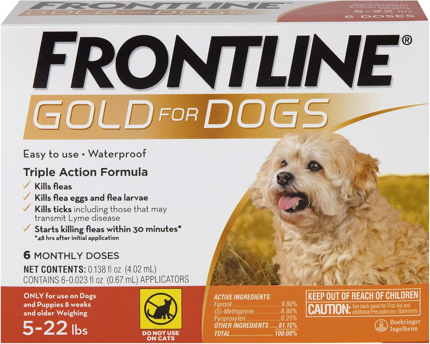 FRONTLINE Gold Flea & Tick Treatment for Small Dogs Up to 22 lbs