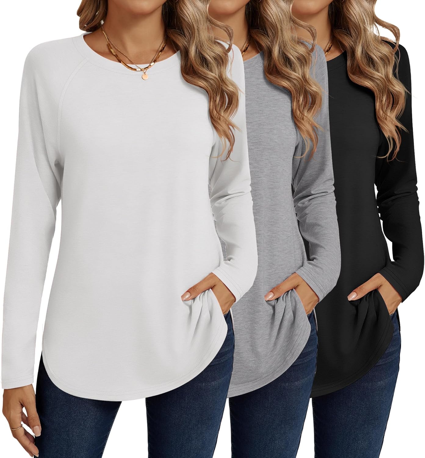 Ficerd Women's Long Sleeve T-Shirts for Casual Elegance