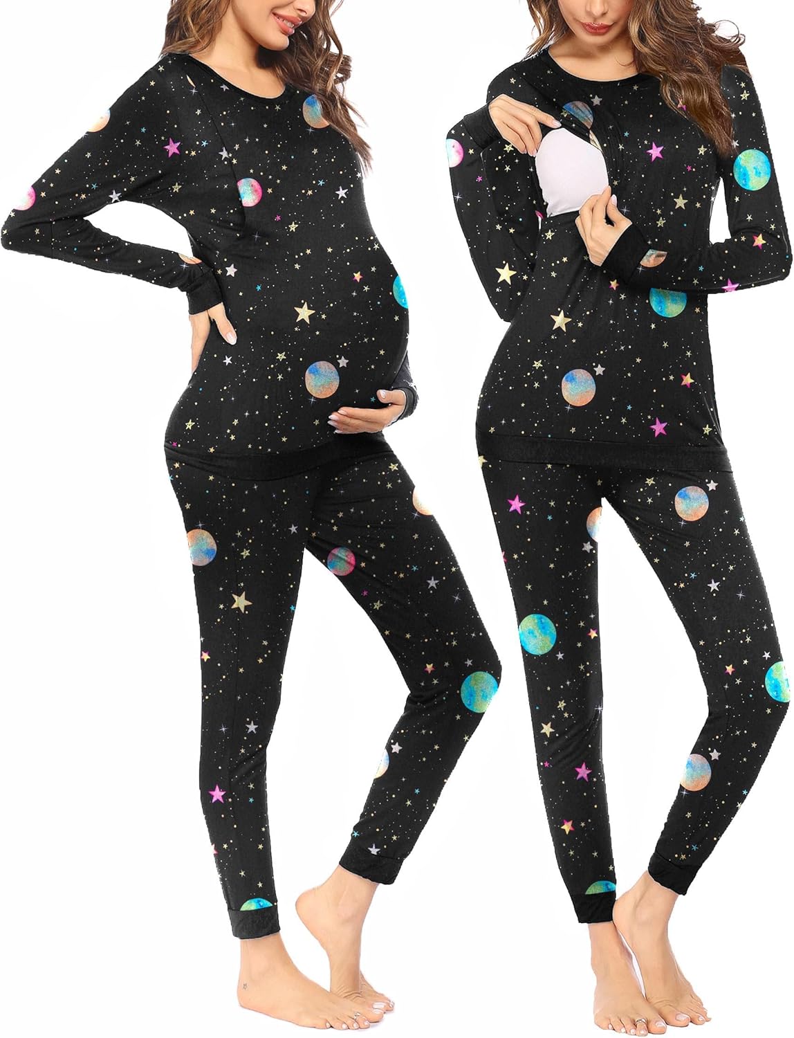 Ekouaer Nursing Pajama Set for Cozy Maternity Sleepwear