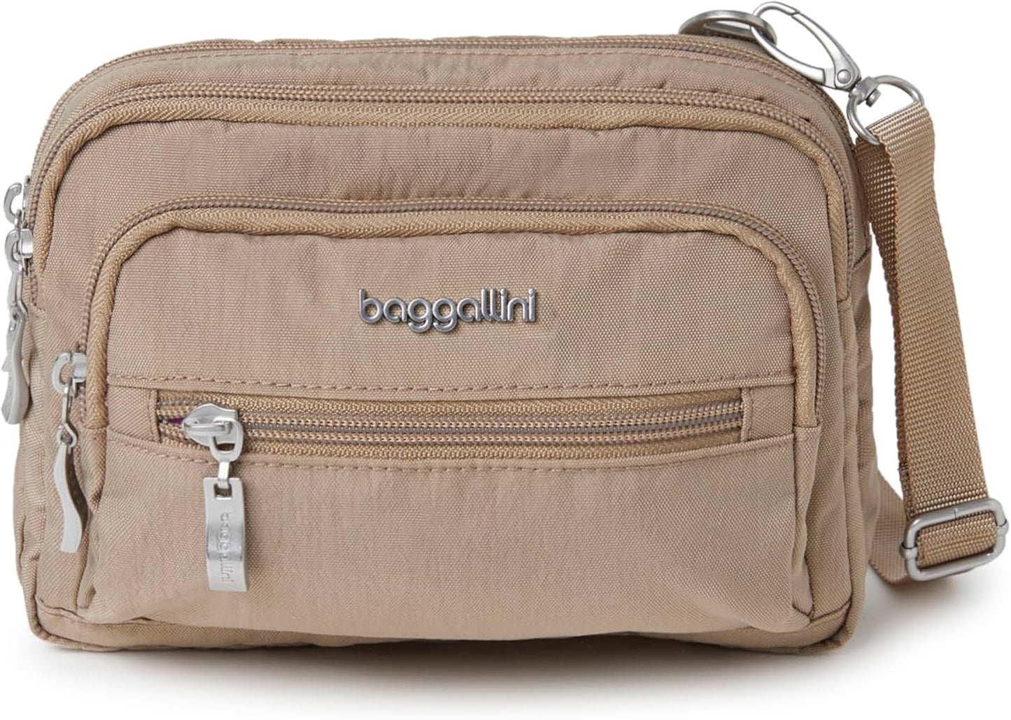Baggallini Triple Zip Small Crossbody Bag for Women - Versatile Style