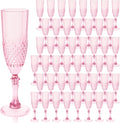 Plastic Champagne Flutes 48PCS Pink Reusable Wine Glasses - Retro