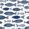 Fishes Peel and Stick Wallpaper Blue Fish Floral Boho - Removable