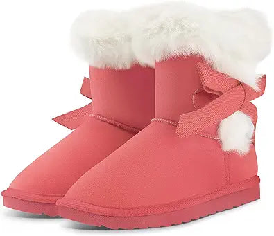K KomForme Girls Kids Snow Boots - Warm Fur Lined Winter Shoes