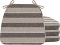 D-Shaped Chair Cushions Set of 4 - Boldstripes Chocolate/Beige, 2in