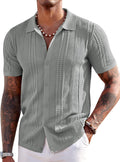 Men's Knit Short Sleeve Button Down Polo Shirt (Style FG2Z)