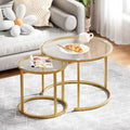Nesting Coffee Table Set of 2 - Small Round Glass Tables for Living