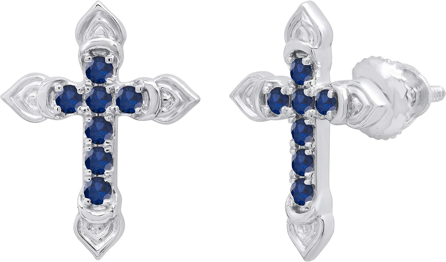 Dazzlingrock Collection Womens Cross Stud Earrings in Gold & Silver