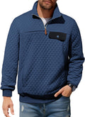 Men's Quilted Sweatshirt Stand Collar Quarter-Zip - Warm Casual Fit