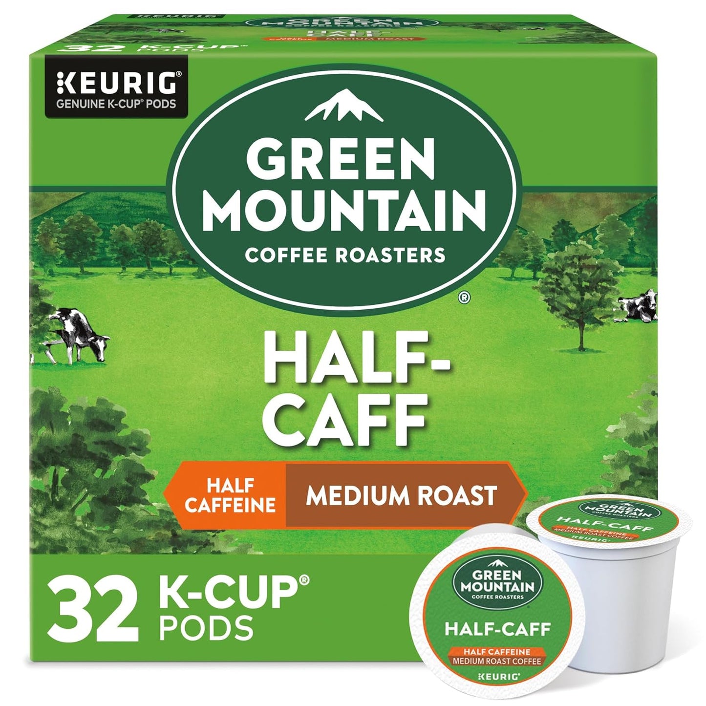 32-Count Green Mountain Half Caff K-Cup Pods - Medium Roast