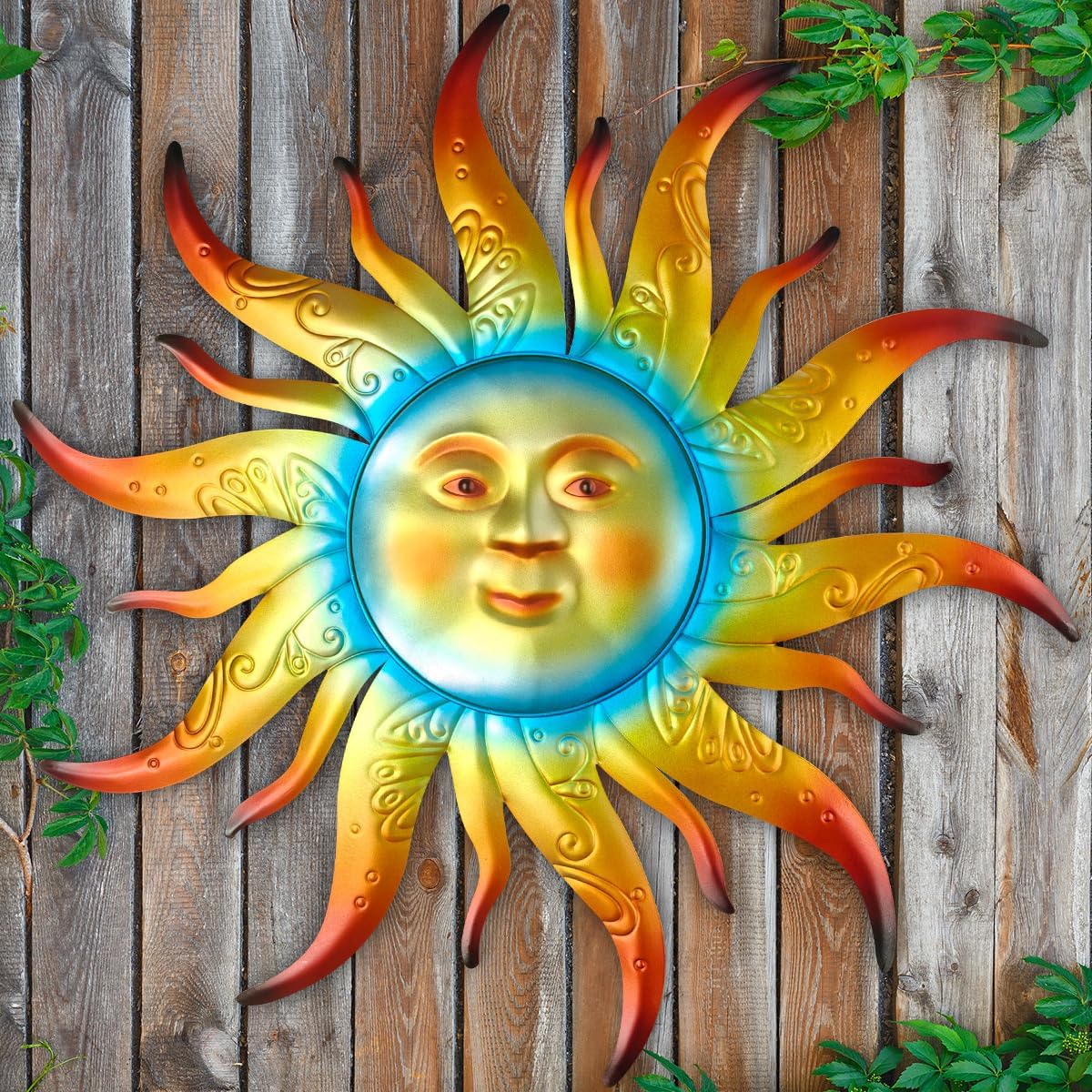 Large Metal Sun Wall Art Decor for Home and Garden Spaces