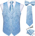 Silk Paisley Vest and Necktie Set - Formal 6PC Match for Weddings