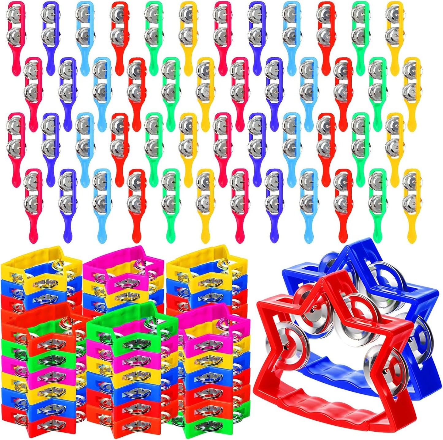 72 Pcs Tambourines and Cymbals Set for Kids Musical Fun