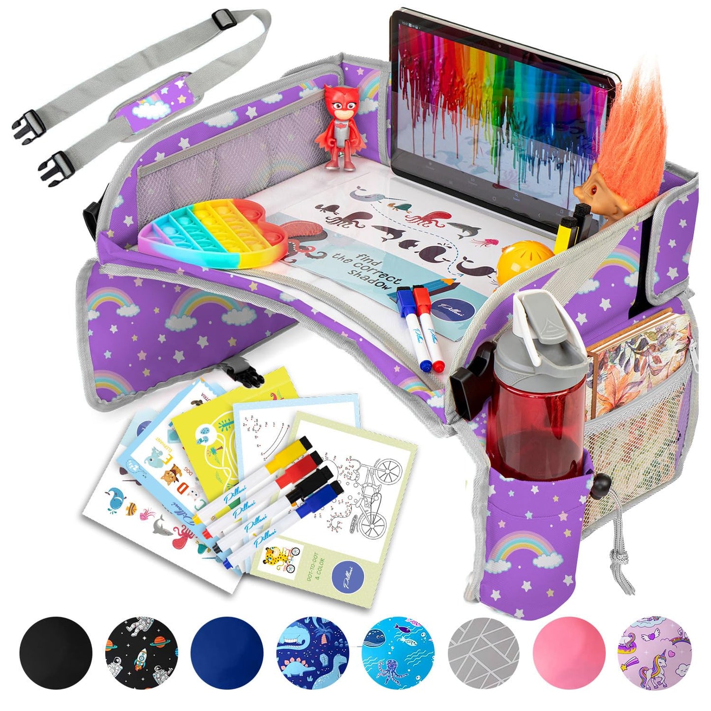 Kids Travel Tray for Car - Essential Road Trip Organizer