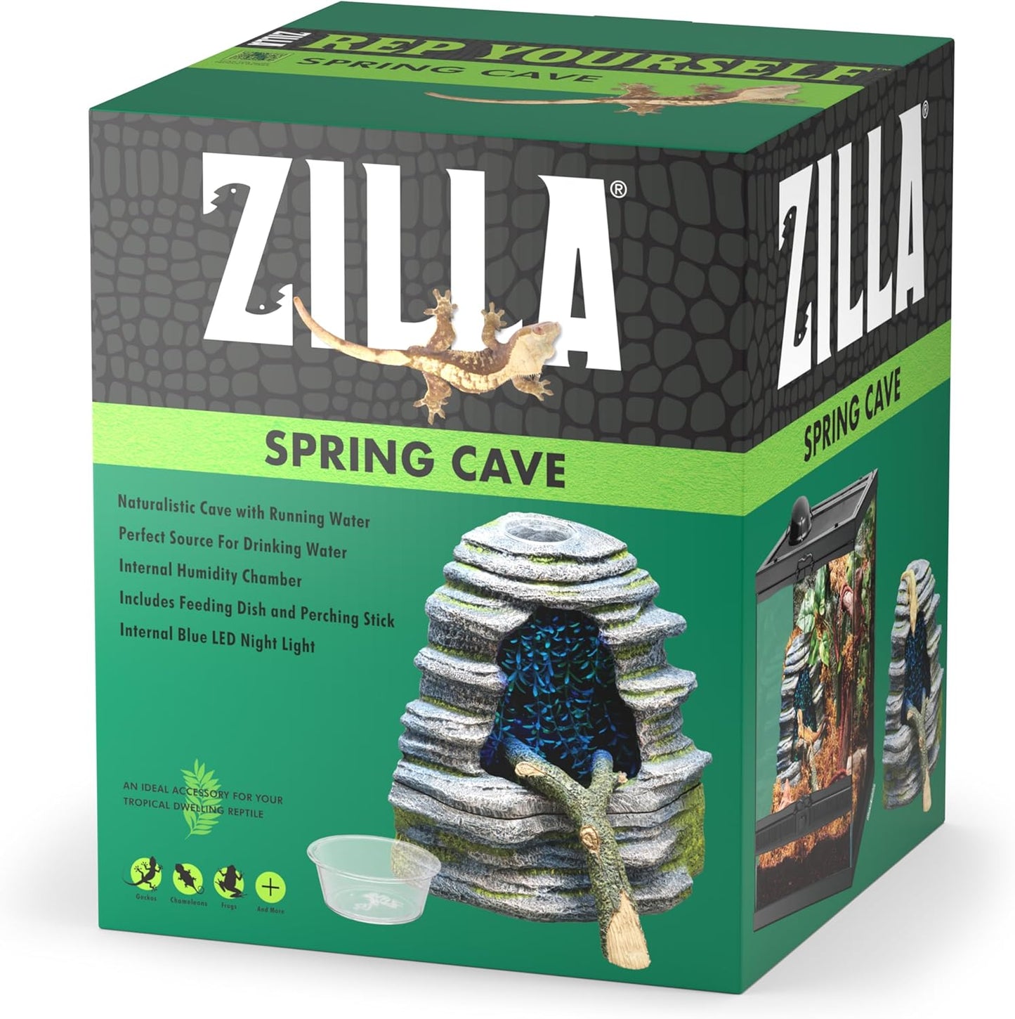 Zilla Spring Cave Decor with Blue LED for Geckos and Chameleons