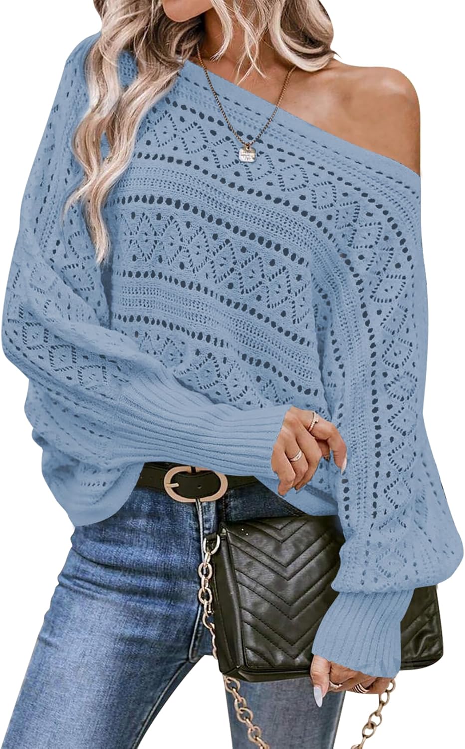 Cakulo Womens Off Shoulder Sweater Top for Fall Fashion 2025
