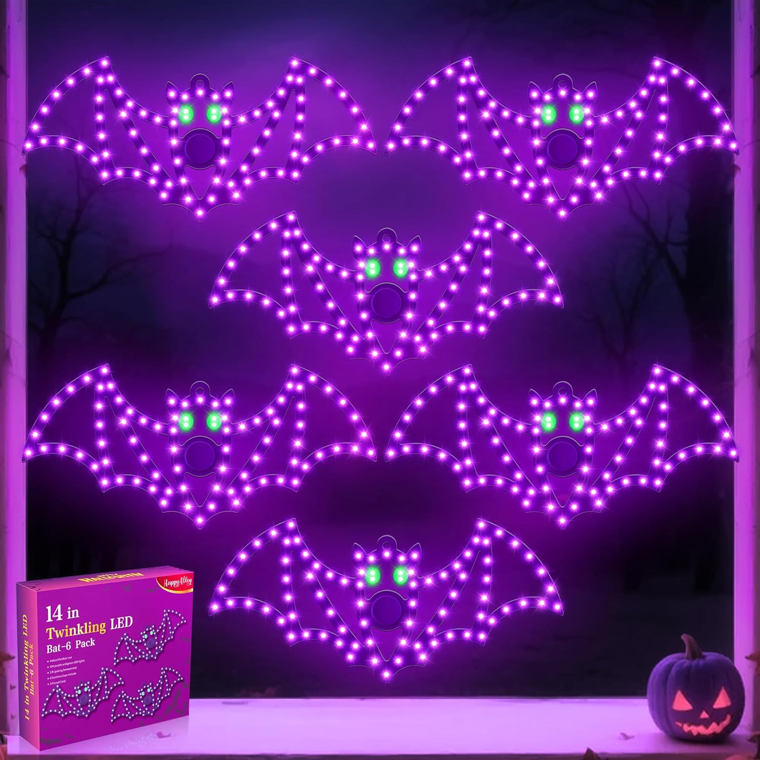 14in Twinkling LED Bats for Halloween Decor - Spooky Vibes