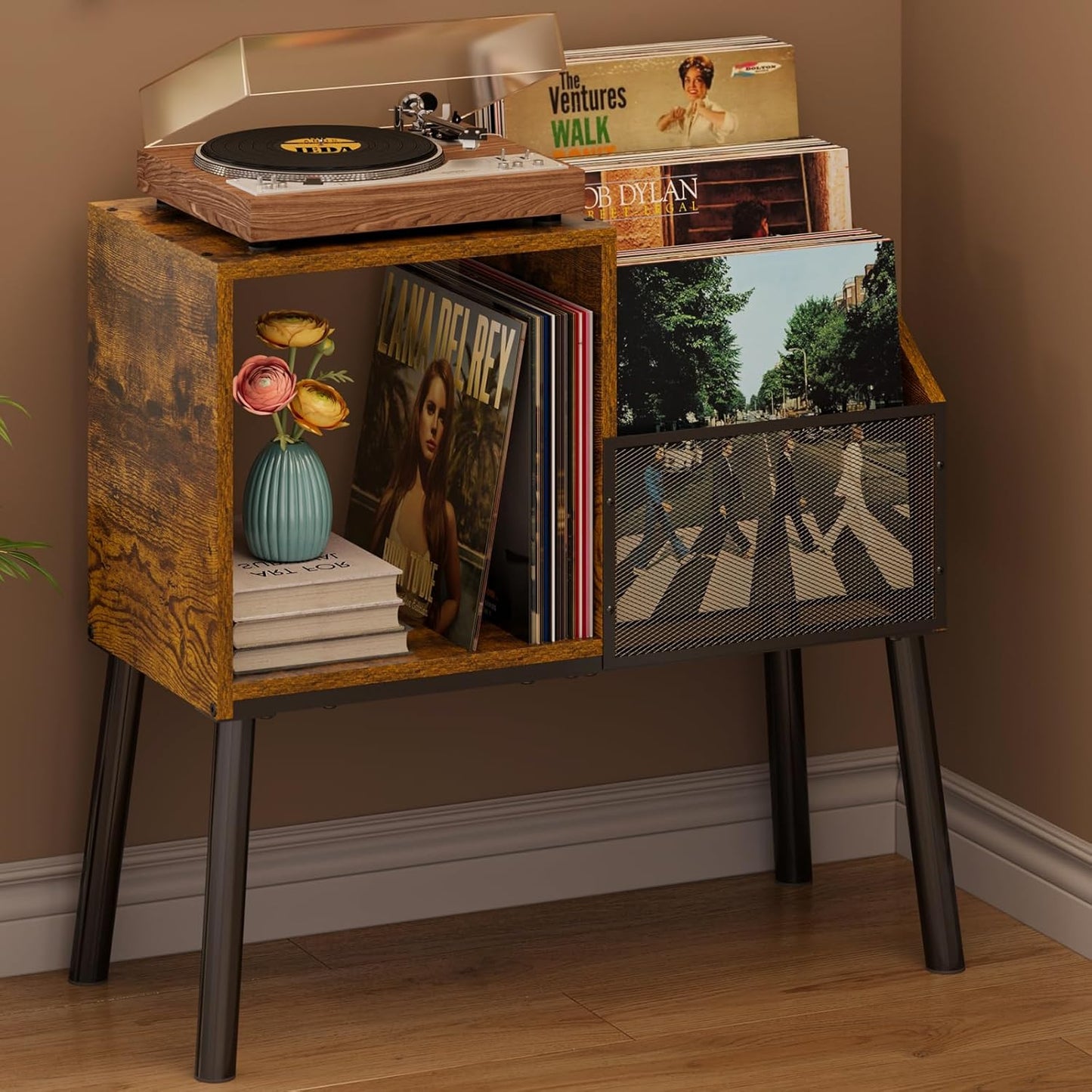 Record Player Stand with Storage for 200 Albums and More