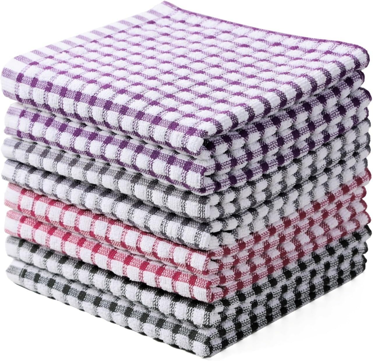 Quick Dry Cotton Dish Cloths - Absorbent 12x12, Pack of 8