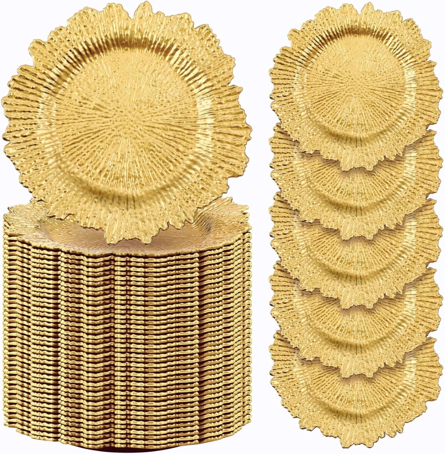 Shimmering Gold Charger Plates Set - 150 Pcs
