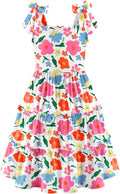 Girls Bowknot Strap Summer Dress Tween Boho Sundress - With Pockets