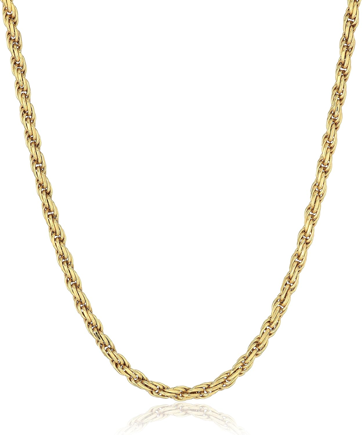 14k Gold Over Sterling Silver Diamond Cut Rope Chain Necklace