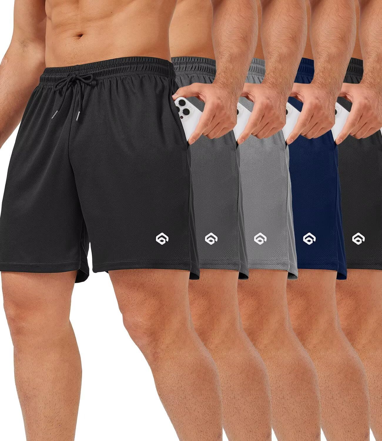 5 Pack Gym Shorts Men 5 Inch Quick Dry Lightweight Training