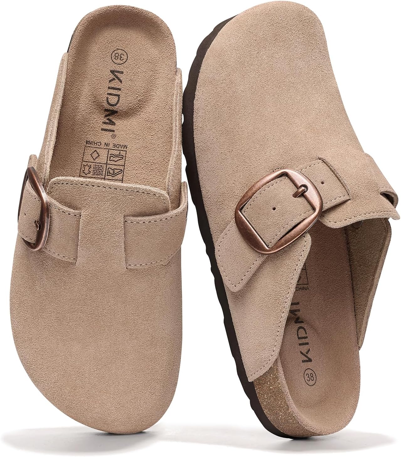Genuine Suede Clogs for Women with Memory Foam Comfort