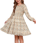 Girls V-Neck Floral Dresses for Casual Fall Winter Outings
