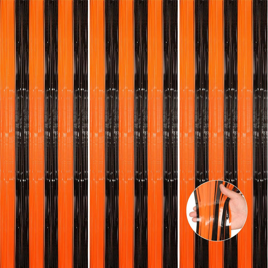 Vibrant Black Orange Streamers - Party Perfection!