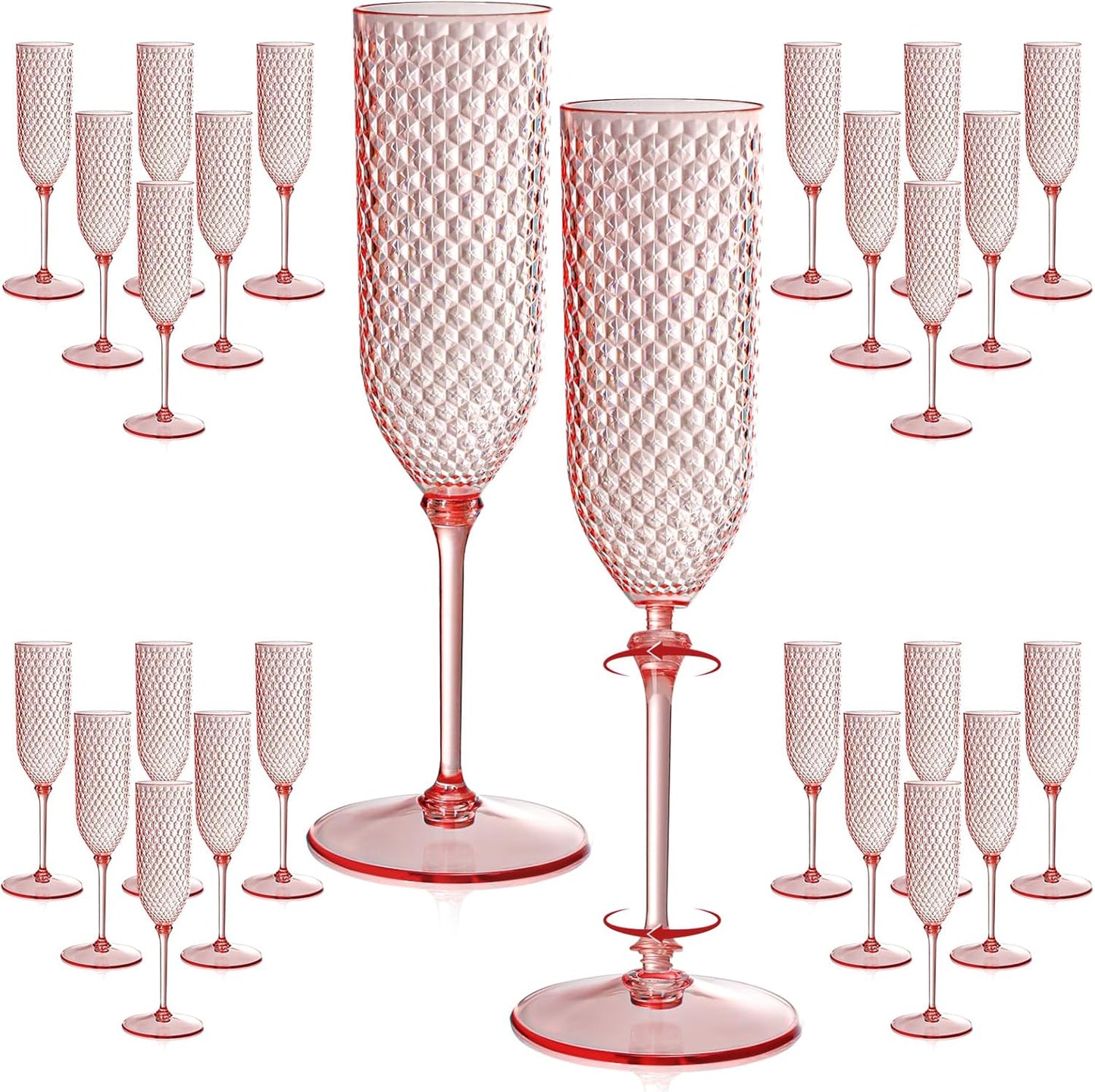 24 Pack Pink Detachable Champagne Flutes for Any Occasion