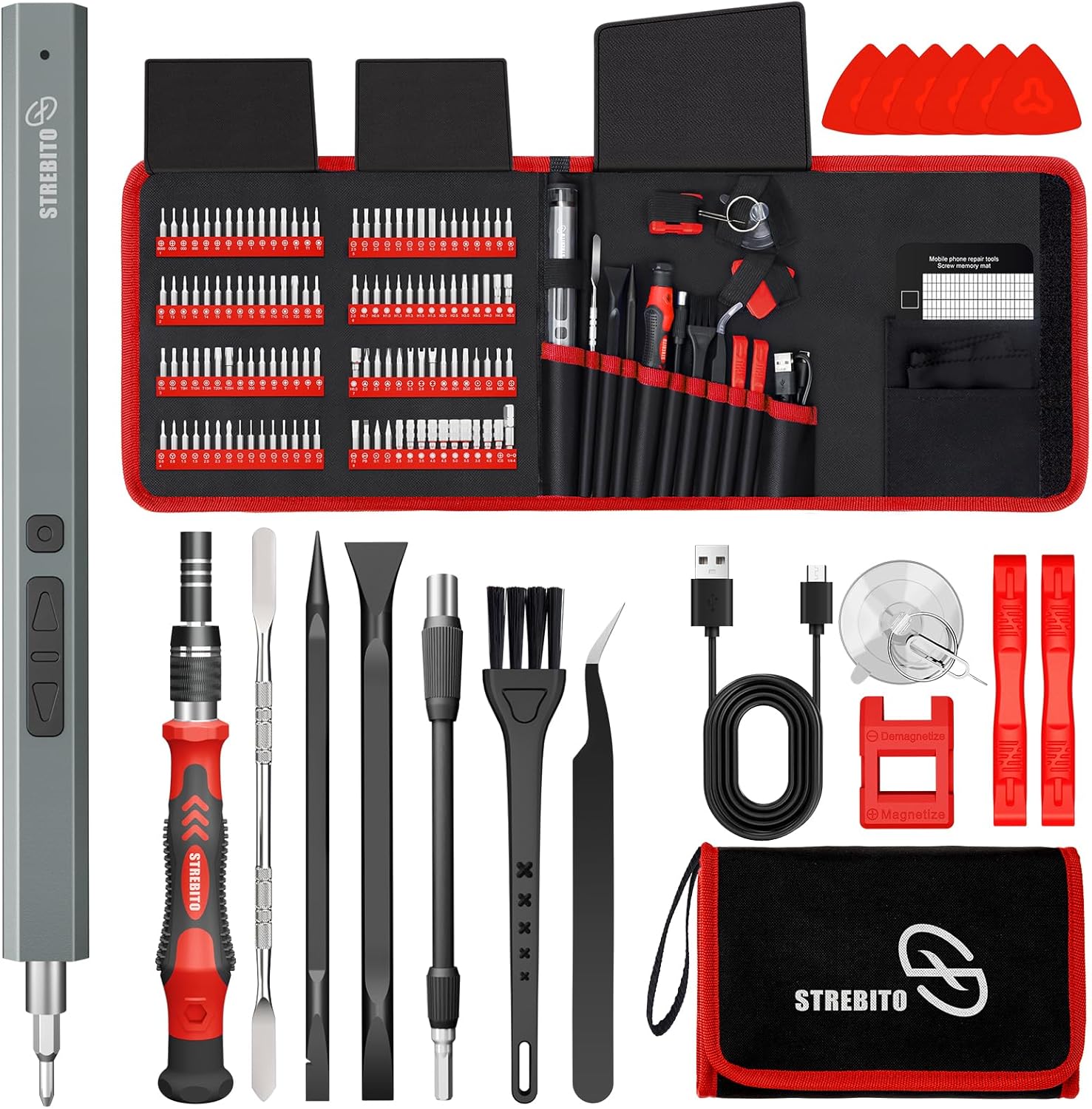 STREBITO Electric Screwdriver Set with 144 Magnetic Bits