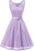 Floral Lace V Neck Bridesmaid Dress - Short A-Line Fit