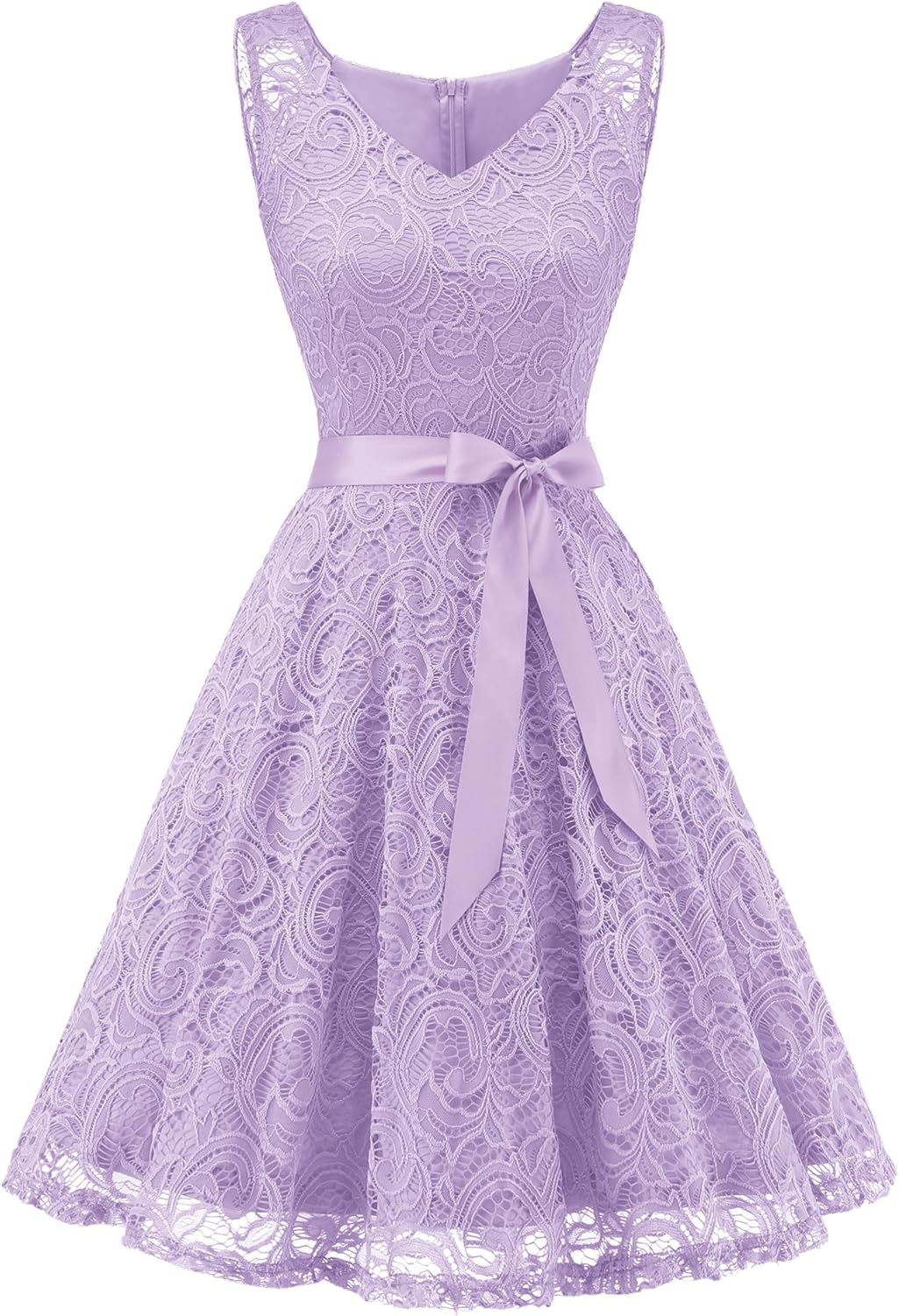 Floral Lace Bridesmaid Party Dress with V Neck Design for Women