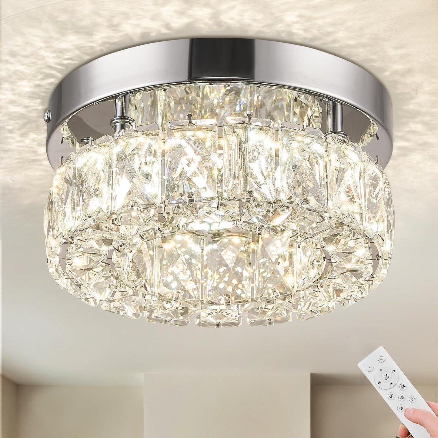 Dimmable Modern Crystal Chandeliers Mini LED Ceiling Light Fixture